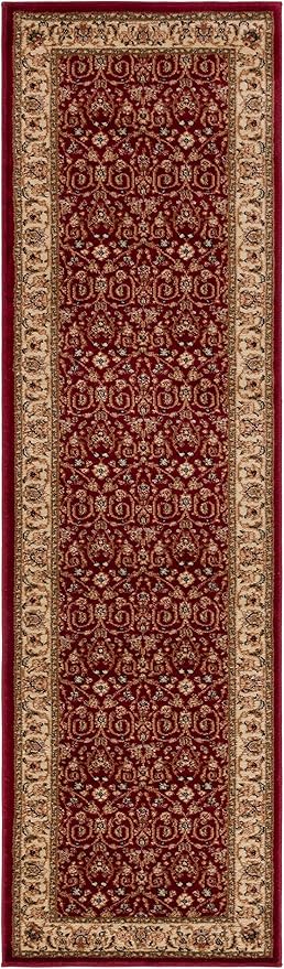 SAFAVIEH Lyndhurst Collection Runner Rug - 2'3" x 20', Red & Ivory, Traditional Oriental Design, Non-Shedding & Easy Care, Ideal for High Traffic Areas in Living Room, Bedroom (LNH312A)