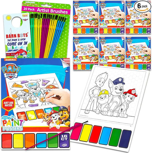 Paw Patrol Paint with Water Party Favors Set - Bundle with 6 Paw Patrol Watercolor Painting Activity Books for Boys with Paintbrushes | Bulk Paw Patrol Party Supplies Arts and Crafts