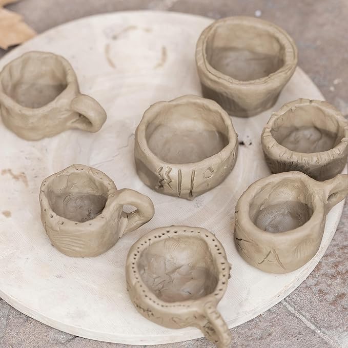 Caydo Air Dry Clay Pottery Kit for Beginners and Adults - 4.4 Lbs Air Dry Clay DIY Craft Set with Tools, Acrylic Paints, Varnish, Clay Stick, Paintbrushes and Step-by-Step Guide - Ideal Pottery Gift