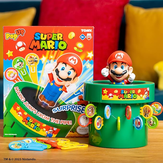 TOMY Pop Up Super Mario Kids Game - Super Mario Toys and Family Games for Game Night for Kids - Christmas Games and Ideas Board Games for Kids Ages 4 and Up