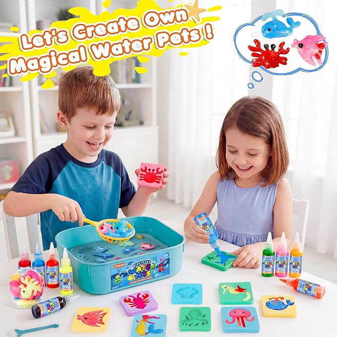 Magic Water Elf Toy Kit for Kids, Aqua Fairy Magic Gel Water Pets, 12 Gels & 10 Molds, DIY Squishy Maker Set, Create Your Own Squishies Sensory Toys Crafts, Gifts for 4 5 6 7 8 9 10 Year Old Boy Girl