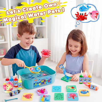 Magic Water Elf Toy Kit for Kids, Aqua Fairy Magic Gel Water Pets, 12 Gels & 10 Molds, DIY Squishy Maker Set, Create Your Own Squishies Sensory Toys Crafts, Gifts for 4 5 6 7 8 9 10 Year Old Boy Girl