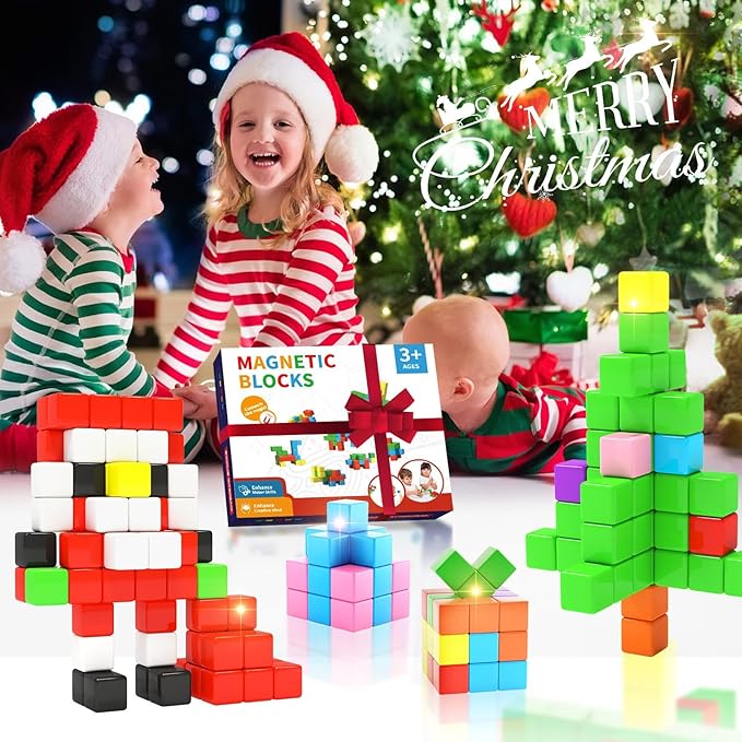 Hiwawind 40pcs Magnetic Blocks -Ideal Gifts for 3 4 5 6 Year Old,STEM Learning Toys for 3-5 Year Old Boys & Girls, Safe & Strong Building Blocks with ASMR Sounds,Classroom Must Haves