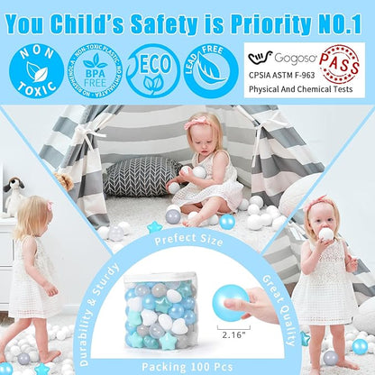 GOGOSO Shape Ball Pits Balls, Star Heart Plastic Play Balls for Toddlers Kids Children, DIY Giant Friendship Bracelet Banner