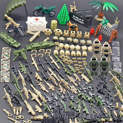 200+ Pcs Military Weapon Pack Accessories Toys Kits,STEM Military Soldier Style Weapon Sets,Swat Team Building Block Toys,Army Equipment Gear Sets,Christmas Birthday Gift for Boys,Teens,Adults