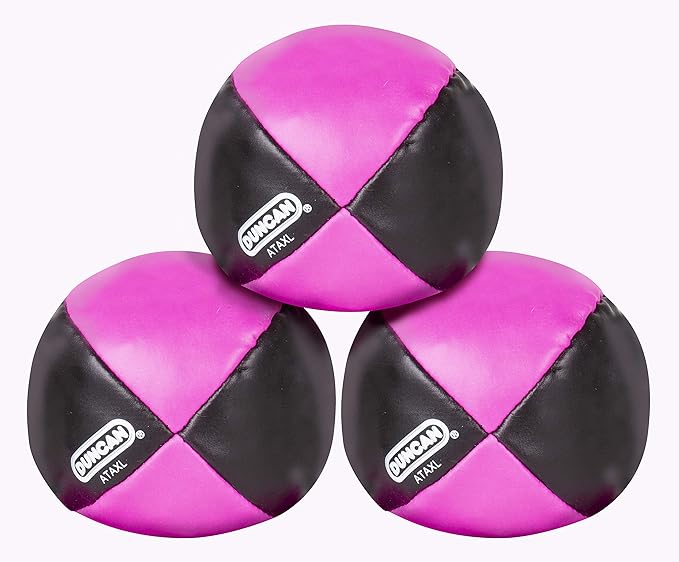 Duncan Toys Juggling Balls, Multicolor, Vinyl Shells, Circus Balls with 4 Panel Design, Plastic Beans, 3 Pack, Black & Pink