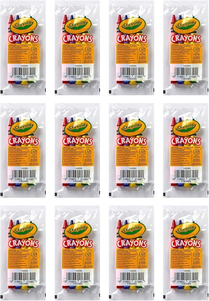 Crayola Full-Size Crayons, Assorted 4-Colors, RED, BLUE, GREEN AND YELLOW, Great for Party Favors, Restaurants and More, 12 Packs of 4, 48 Crayons Total
