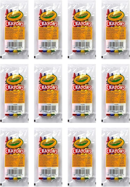 Crayola Full-Size Crayons, Assorted 4-Colors, RED, BLUE, GREEN AND YELLOW, Great for Party Favors, Restaurants and More, 12 Packs of 4, 48 Crayons Total