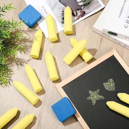 Fulmoon 40 Pcs Jumbo Sidewalk Chalk for Kids Outdoor Art Non Toxic Large Washable Street Chalk for Adults Drawing Painting Graffiti Classroom(Yellow,Sharp Style)