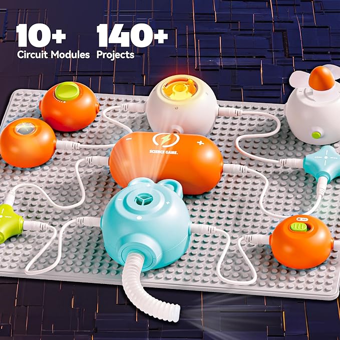 Science Kits for Kids - STEM Kits for Kids, Electronics Exploration Kit, 140+ Projects, 10+ Circuit Parts, STEM Educational Toy Gifts for Kids Boys Girls Ages 3 4 5 6 7 8 9 10 11 12
