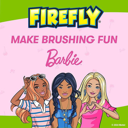 Firefly Clean N' Protect Barbie Toothbrush with Antibacterial Cover, Soft Bristles, Battery Included, Ages 3+, 1 Count