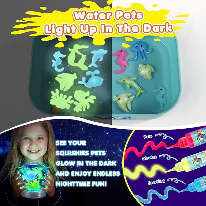 Magic Water Elf Toy Kit for Kids, Aqua Fairy Magic Gel Water Pets, 12 Gels & 10 Molds, DIY Squishy Maker Set, Create Your Own Squishies Sensory Toys Crafts, Gifts for 4 5 6 7 8 9 10 Year Old Boy Girl