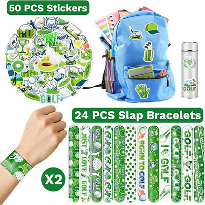 74 PCS Golf Party Favors, 50 PCS Golf Stickers 24 PCS Golf Slap Bracelets Golf Birthday Party Decorations Supplies for Kids Adults