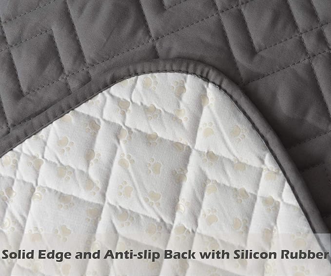 Ameritex Couch Sofa Slipcover 100% Waterproof Nonslip Quilted Furniture Protector Slipcover for Dogs, Children, Pets Sofa Slipcover Machine Washable (Dark Grey, 78")