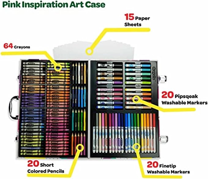 Crayola Inspiration Art Case Coloring Set - Tie-Dye (140ct), Art Set For Kids, Kids Art Supplies, Easter Basket Stuffer, Gift for Girls & Boys, Ages 5+ [Amazon Exclusive]