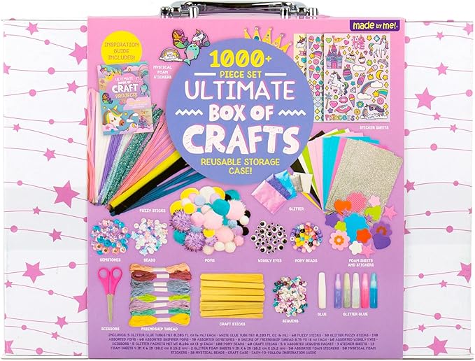 Made By Me Ultimate Craft Box, Unicorn Craft Kit, 1000 Piece Set, Reusable Storage Case, Preschool Arts & Crafts Projects, Great for Group Projects, Craft Box for Kids