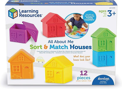 Learning Resources All About Me Sorting Houses,12 Pieces, Ages 3+, Fine Motor & Sorting Skills, Montessori Toys, Special Education Actives, Imaginative Play