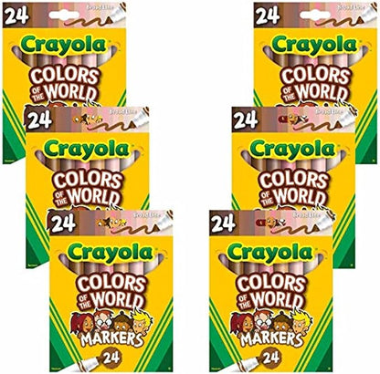 Crayola Colors of the World Markers - 6 Pack (24ct), Bulk Skin Tone Marker Set for Kids, Art Marker, Classroom Must Have, Ages 3+