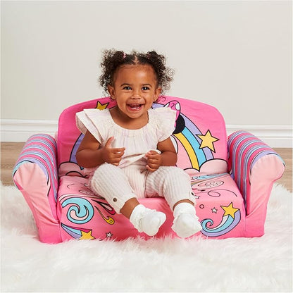 MARSHMALLOW Furniture, Minnie Mouse 3-in-1 Slumber Sofa Baby Lounger, Convertible Kids Couch, Sofa Bed & Foam Toddler Nap Mat with Attached Blanket