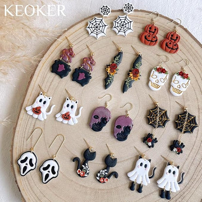 KEOKER Halloween Polymer Clay Cutters - 12 Shapes Cutters for Polymer Clay Jewelry Ghost