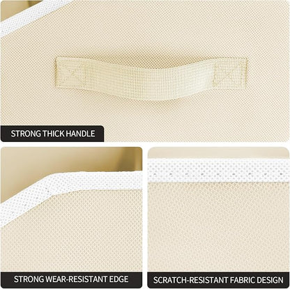Homsorout Closet Organizers and Storage Bins - Large Fabric Storage Bins, Decorative Storage Baskets for Organizing, Trapezoid Foldable Basket for Clothes, Books, Home, 8 Pack, Beige