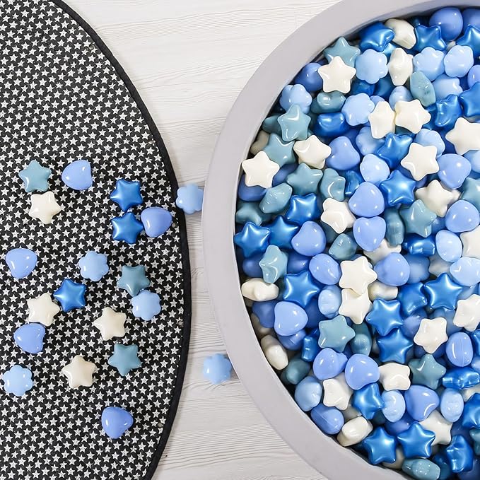 GOGOSO Ball Pits Balls for Toddlers, 100 Stars Hearts Florid Shapes Ball, Flowers Plastics Balls for Bounce House, Pastel Ball for Kids Birthday Party Xmas Friendship Bracelet Banner Decor