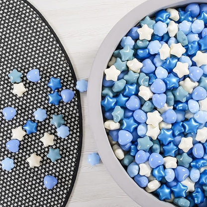 GOGOSO Ball Pits Balls for Toddlers, 100 Stars Hearts Florid Shapes Ball, Flowers Plastics Balls for Bounce House, Pastel Ball for Kids Birthday Party Xmas Friendship Bracelet Banner Decor