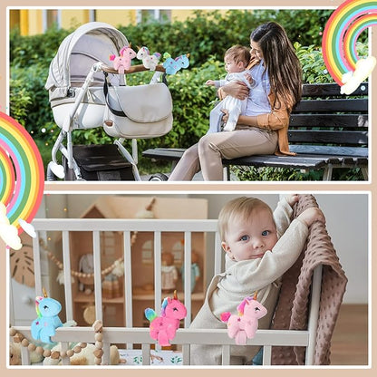 Leyndo Animal Slap Bracelets Stuffed Animal, Stuffed Animal Plush Slap Bracelets Bulk Kids Toys, 8 Inches (Unicorn,8 Pcs)