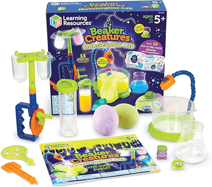 Learning Resources Beaker Creatures Monsterglow Lab - 13 Pieces, Ages 5+ Kids Educational Science Kits, Kindergartner Science Games, Homeschool Science, STEM Toys, Slime Kit