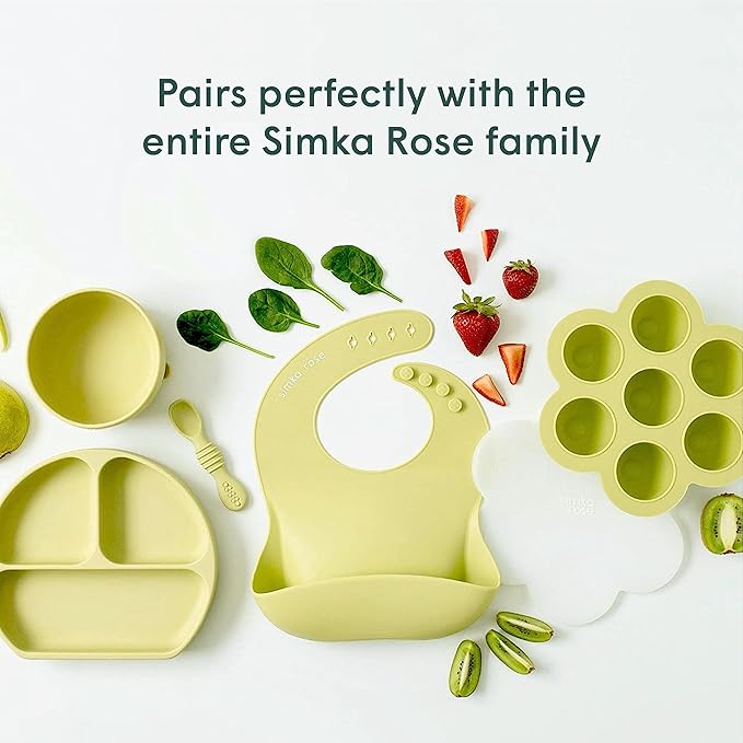 Simka Rose Silicone Baby Spoons Self Feeding 6 Months - First Stage Infant Spoons for Babies & Toddlers- Baby Led Weaning Spoons Set of 6- Easy on Gums Food Training Utensils Dishwasher Microwave Safe