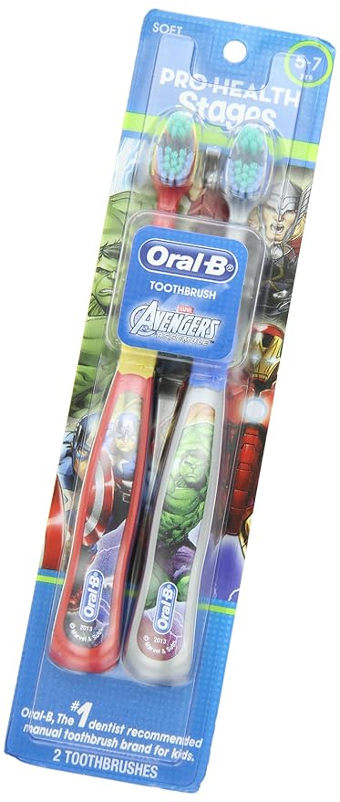 Oral-B Pro-Health Stages Avengers Assemble Toothbrushes (Soft) 5-7 Years, Twin Pack