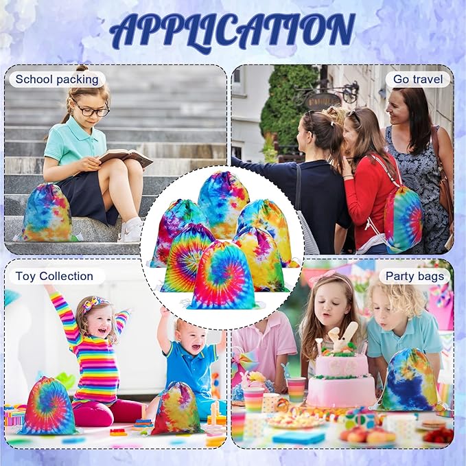 CHENGU 36 Pcs Tie Dye Camouflage Party Kit Camo Drawstring Bag Bulk Camouflage Military Rubber Keychain Silicone Camo Bracelet for Adult Kid Travel Paintball Camping Birthday Party Supplies (Tie Dye)