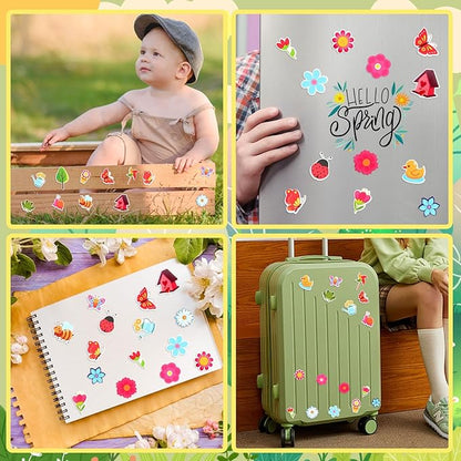 JULBEAR 300 Pieces Spring Foam Stickers Self-Adhesive Cartoon Flower Butterfly Garden Foam Stickers for Kids Spring Theme Party Favors Decoration Classroom School Activity Cards DIY Arts Crafts