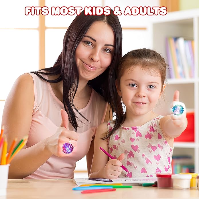 ArtCreativity Light Up Bumpy Rings for Kids, Set of 12, Flashing Accessories for Boys & Girls in Assorted Colors, Light-Up Party Favors for Children, Goodie Bag Fillers and Stocking Stuffers