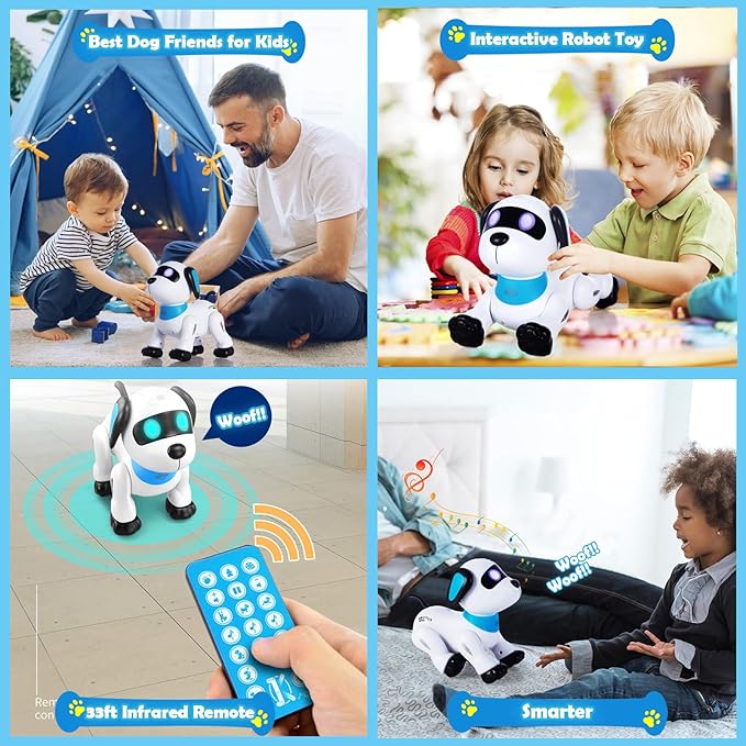 yiman Remote Control Robot Dog Toy – Programmable Smart Robot Dog for Kids 3+, Interactive Dancing & Sound, RC Stunt Toys with LED Eyes, Electronic Pet Toy for Boys & Girls Gifts (Pink)