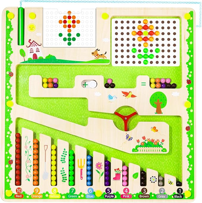 deli Magnetic Color and Number Maze, Wooden Montessori Toys for Tolddlers, Learning Educational Fine Motor Skills Toys for Kids 3 4 5 Year Old Gifts