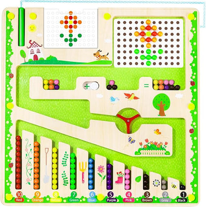 deli Magnetic Color and Number Maze, Wooden Montessori Toys for Tolddlers, Learning Educational Fine Motor Skills Toys for Kids 3 4 5 Year Old Gifts