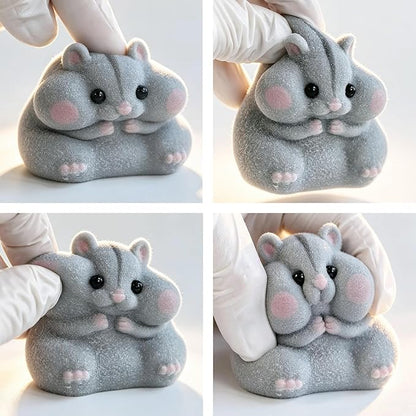 Handmade Taba Squishy Hamster Toy, Cute Squishy Hamster Fidget Toy, Realistic Hamster Toy, Soft Silicone Mochi Furry Toy, Stress Relief Gift for Adults & Kids, Sensory Anxiety Plushie (Gray)
