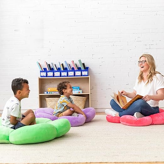 ECR4Kids SoftZone Flower Floor Pillow, Seating Cushion, Purple