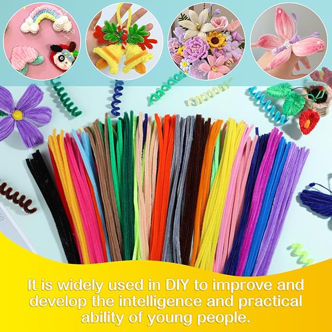 100 Pieces Pipe Cleaners Chenille Stem, Solid Color Pipe Cleaners Set for Pipe Cleaners DIY Arts Crafts Decorations, Chenille Stems Pipe Cleaners (Light Purple)