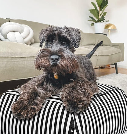 Stuffed Floor Cushion with Cotton Canvas Washable Zebra Cover and Foam Filling, Doubles as Cozy Bean Bag and Square Footstool for Relaxing in Living Room, Bedroom, or Terrace Yoga Meditation Seat.