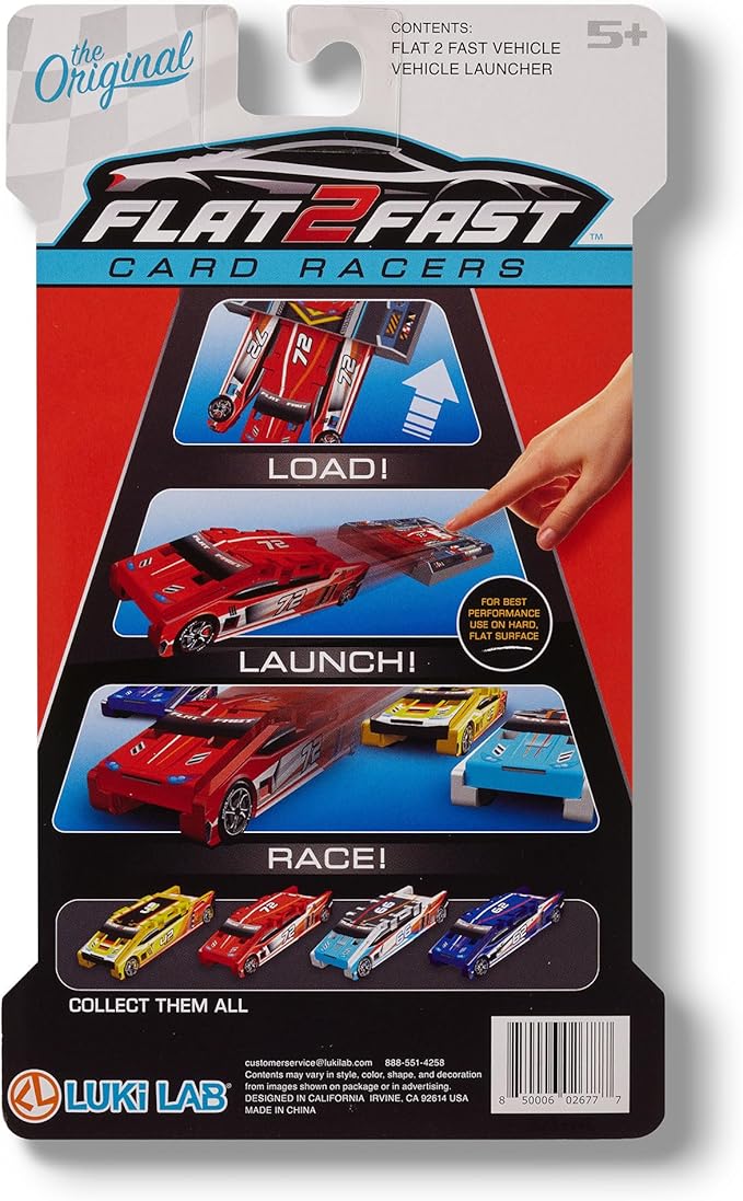 Blue 62 Card Racer | Load, Launch, Race - Pocket-Sized Racecar Toy Ages 5 and up (Sold Each)