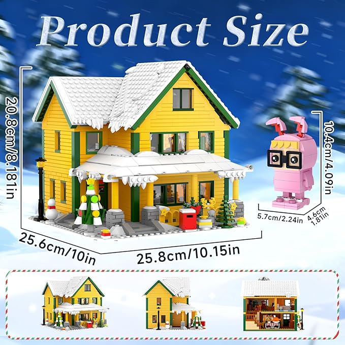 Christmas House Building Set with LED Light, Story Movie Snow Village House Building Kit Compatible with Lego, Christmas Prefect Gift for Movie Fans, Boys, Girls, Adults, Friends (1146 Pcs)