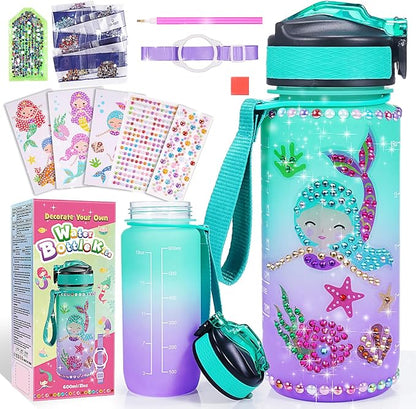 ZapWhiz Arts and Crafts for Kids Age 4-12,Water Bottle for Girls Mermaid Toys for Girls Diamond Painting Kits for Kids,Return Gifts for Birthday Party 4 5 6 7 8-12 Year Old Girls Gifts