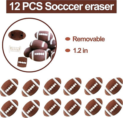 Football Party Favor Set 108 Pcs Rugby Rubber Treat Box Stickers Silicone Bracelet Tattoo Stickers Key Buckle Prefect for Football Theme Party and Birthday Party Supplies Decorations