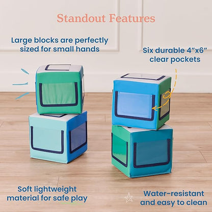 ECR4Kids SoftZone Picture Me Blocks, Activity Cubes, Contemporary, 4-Piece