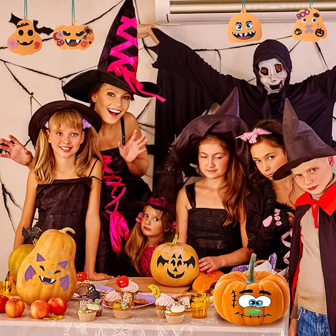 334 Pcs Fall Halloween Foam Pumpkin Crafts, 36 Set Halloween Crafts Foam Pumpkin Stickers DIY Fall Halloween Decorations Ornaments Classroom Party Favor Supplies Activities