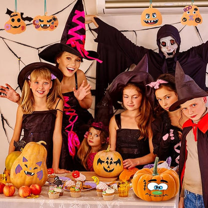 334 Pcs Fall Halloween Foam Pumpkin Crafts, 36 Set Halloween Crafts Foam Pumpkin Stickers DIY Fall Halloween Decorations Ornaments Classroom Party Favor Supplies Activities