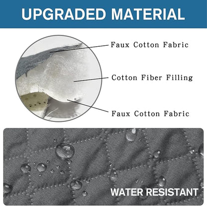 XINEAGE Water Resistant Recliner Cover, Nonslip Recliner Chair Covers for Reclining Chair with Pockets, Quilted Thick Recliner Slipcovers for Pets and Kids (Recliner Chair, Dark Gray)