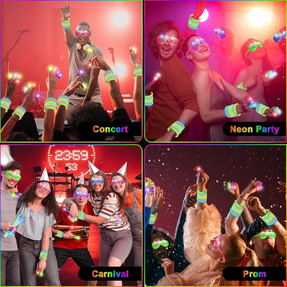 170 PCS Glow in The Dark Party Supplies,100 Glow Sticks, 30 LED Glasses and 40 Finger Lights, Light Up Party Favors for Wedding, Birthday, Concert, Raves, New Year